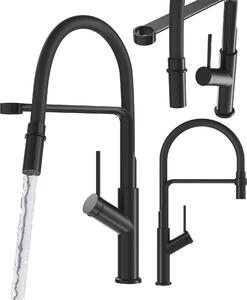 Granitan | Bateria kuchenna Vasto – czarna – wysoko 460 mm – elastyczny wylew – bateria kuchenna