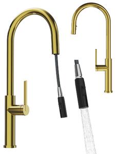 Granitan | PRATI – bateria kuchenna – wysuwana wylewka – zota – gowica ceramiczna