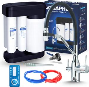 Bateria kuchenna trójdrona Ari Magneto z filtrem wody, wycigan wylewk 360 stopni, chrom, mosiny korpus