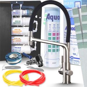 Bateria kuchenna trójdrona Ari Flexible z wycigan elastyczn wylewk 360 stopni, inox, do filtra wody
