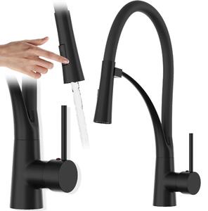 Granitan | Bateria kuchenna Nexo – czarna – cakowita wysoko 43 cm – wysuwana wylewka – magnetyczna wylewka rczna