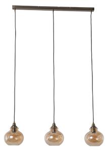 Lampa Wisząca Lindby, Tymoni, ściemnialny, antyczny mosiądz, salon, szkło, vintage