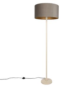 Lampa podłogowa Japandi beżowa z kloszem w kolorze taupe i złotym wnętrzem 50cm - Simplo