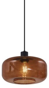 Retrowana lampa wisząca czarna ze szklanym kloszem w kolorze brązu - Bizle