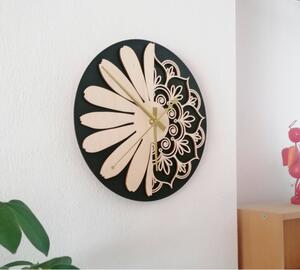 Drewniany zegar ścienny model flower of life: MDF czarny/sklejka topolowa PR0374