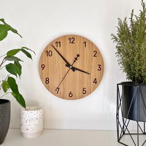 Zegar ścienny z drewna dębowego - cichy kwarcowy, nowoczesny design - DOBLE