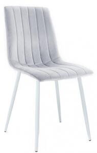 Krzesło Alan III jasno szare nogi białe tapicerowane welur