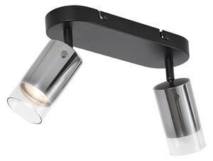 Nowoczesny reflektor sufitowy Gunmetal 2-punktowy obrotowy i regulowany - Drain