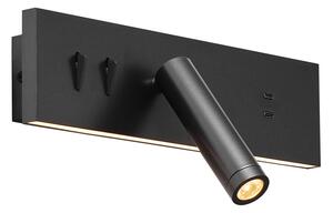 Czarna regulowana lampa ścienna z USB-C, w zestawie LED - Modric Oswietlenie wewnetrzne