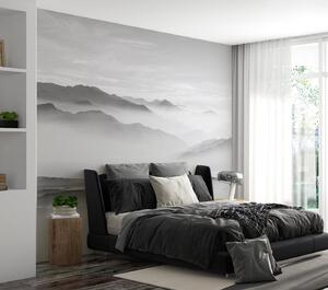 Fototapety Widok na szare góry we mgle minimalizm monochromatyczny, Fototapety Natura, u96922 : Uwalls.pl