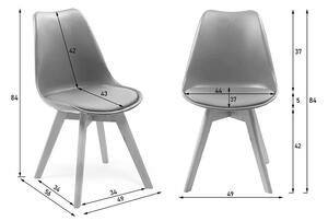EMWOmeble Krzesło skandynawskie 53E-7 białe, czarna poduszka, nogi drewniane