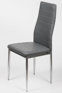 MebleMWM Krzesło do jadalni szare z ekoskóry K1 nogi srebrne, pasy