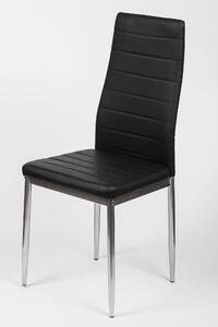 MebleMWM 4 krzesła do jadalni z ekoskóry K1 czarne, nogi srebrne, pasy OUTLET