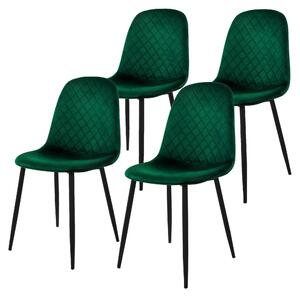 Zestaw 4 krzeseł do jadalni ML-Design z oparciem, ciemnozielone, wykonane z aksamitu