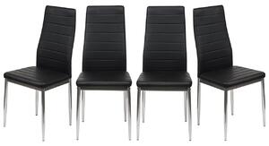 MebleMWM 4 krzesła do jadalni z ekoskóry K1 czarne, nogi srebrne, pasy OUTLET