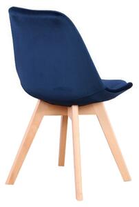 MebleMWM Krzesło skandynawskie ART132C | Granatowy welur #64 | Drewniane nogi | Outlet