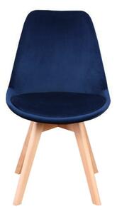 MebleMWM Krzesło skandynawskie ART132C | Granatowy welur #64 | Drewniane nogi | Outlet