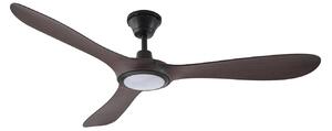 Wentylator sufitowy zewnętrzny Winrod LED, drewno ciemne, IP66 – Lucande Lucande, Winrod, ściemnialny, drewniany, tworzywo sztuczne, nowoczesny