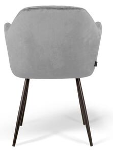 MebleMWM Krzesło tapicerowane 8174 szare, welur, podłokietniki