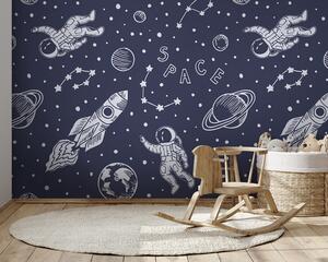 Fototapety Kosmos i astronauta - wzór bez szwu, Fototapety Dziecięce, Fototapety Dla chłopców, u97581 : Uwalls.pl