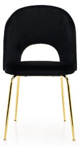 MebleMWM Krzesło Glamour KC-903-2 czarny welur, nogi złoty chrom