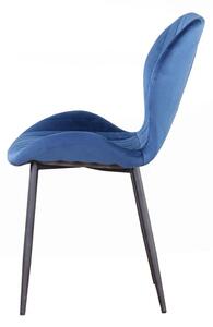 EMWOmeble Krzesło welurowe niebieskie ART223C / nogi czarne