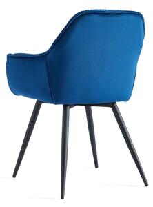 MebleMWM Krzesło tapicerowane DC-9220 niebieski welur #64, nogi czarne