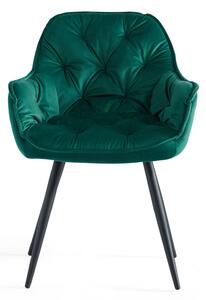 MebleMWM Krzesło tapicerowane DC-9220 zielony welur#56, nogi czarne