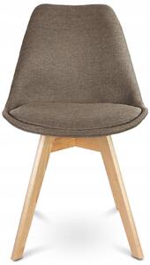 Brązowe krzesło drewniane tapicerowane do salonu - Umos