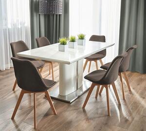 Brązowe krzesło drewniane tapicerowane do salonu - Umos