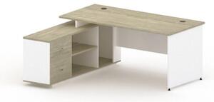 Stół z szafką MIRELLI A+ 1600 x 1600 x 750 mm, lewy, biały/dąb sonoma