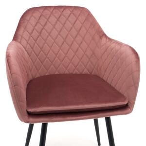 MebleMWM Krzesło welurowe różowe 8174-2 podłokietniki, czarne nogi