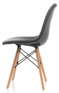EMWOmeble Krzesło skandynawskie tapicerowane EMO01N szare, welur, wzór krata