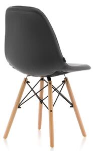 EMWOmeble Krzesło skandynawskie tapicerowane EMO01N szare, welur, wzór krata