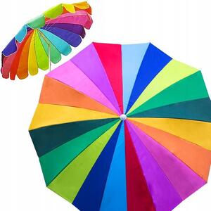 Parasol ogrodowy, parasol plażowy na balkon/taras, wzór w paski, z falbankami, 220 cm