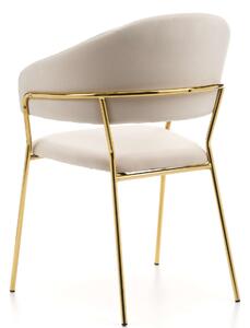 MebleMWM Krzesło Glamour beżowe C-889 Złote nogi, Welur