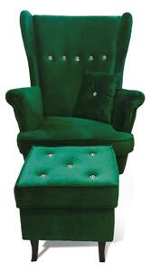 EMWOmeble Fotel z podnóżkiem USZAK 5 / z kryształkami