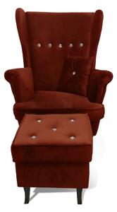 EMWOmeble Fotel z podnóżkiem USZAK 5 / z kryształkami
