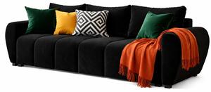 Czarna welurowa nowoczesna sofa rozkładana K3-C47