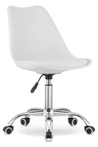 MebleMWM Krzesło obrotowe MSA009 | Biały | Srebrna noga | Outlet