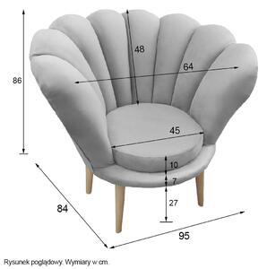 EMWOmeble Fotel muszelka, drewniane nogi ADELE / kolory do wyboru
