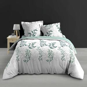 Biało-zielona pościel dwuosobowa z perkalu bawełnianego 240x220 cm Wendy – douceur d'intérieur