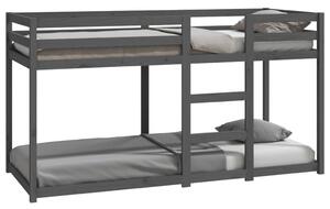 Łóżko piętrowe, szare, 90x200 cm, lite drewno sosnowe