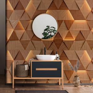 Fototapety Klasyczne drewniane trójkąty z podświetleniem 3D, Fototapety 3D, Fototapety 3d geometryczna, u99280 : Uwalls.pl