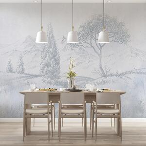 Fototapety Krajobraz Toskanii, drzewo, pole, minimalizm, naturalne niebieskie kolory, Fototapety Prowansja, u99570v2 : Uwalls.pl