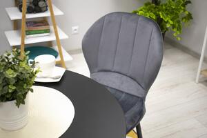 EMWOmeble Krzesła tapicerowane ciemnoszare TERNI 3552 welur / 4 sztuki