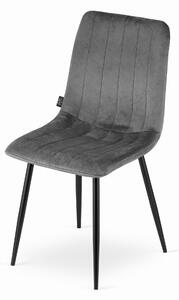 Szare aksamitne krzesło LAVA z czarnymi nogami