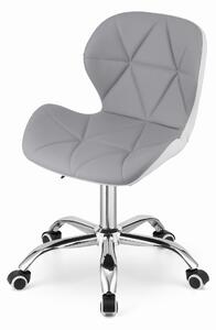 Szaro-biały fotel biurowy AVOLA wykonany z ekoskóry