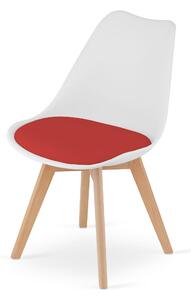 EMWOmeble Krzesło skandynawskie z poduszką 53E-7 biało-czerwone