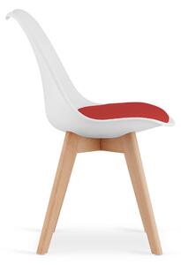 EMWOmeble Krzesło skandynawskie z poduszką 53E-7 biało-czerwone